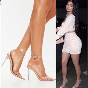 💋SOLD💋Missguided Stassie Kylie Jenner Nude Lucite PVC Clear Pointed Toe Heels